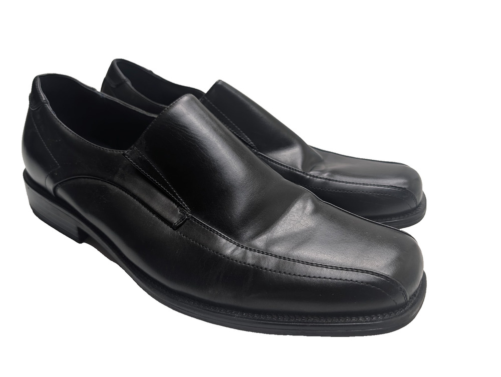 Bruno Marc Men's Black Leather Oxford Dress Shoes Square Toe Slip On Size 15